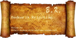 Bednarik Krisztián névjegykártya